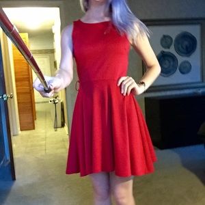 Se Sang Red Knit Skater Dress