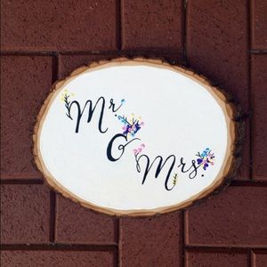 Mr. & Mrs. Hand painted wedding sign.