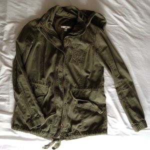Military Green Hooded Utility Jacket