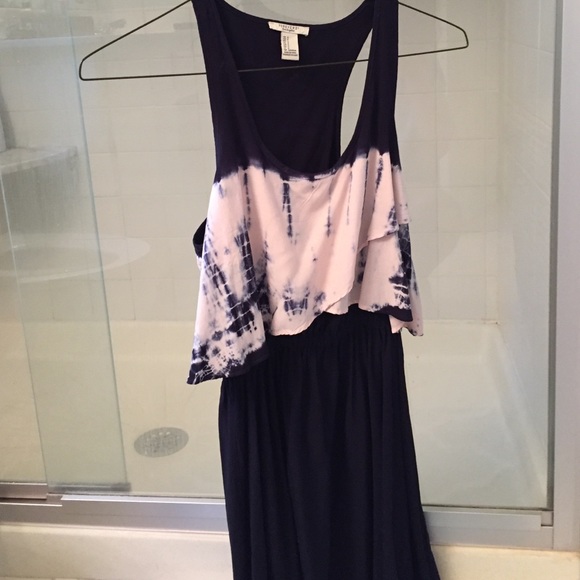 Light pink and navy blue tie die dress - Picture 1 of 2