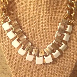 Gold and White Link Necklace