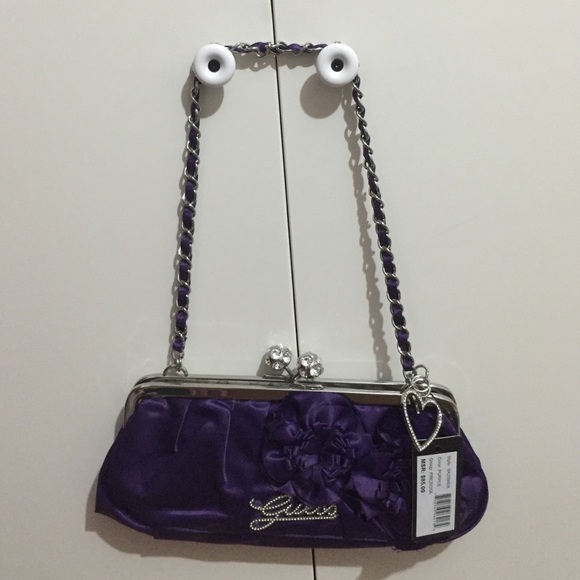 Guess handbag preziosa frame purple satin.