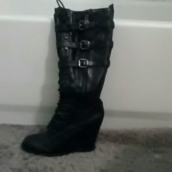 MIA ursela to the knee black lace up boots 7.5
