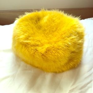 Furry yellow winter hat