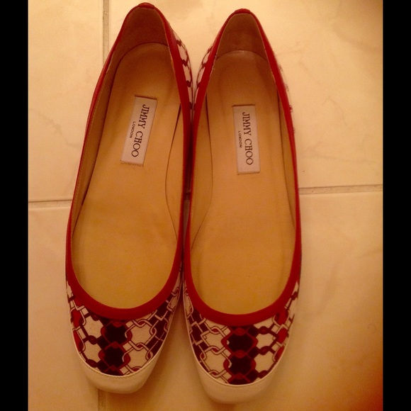 JIMMY CHOO Red, White & Blue Ballet Flats 40.5/10