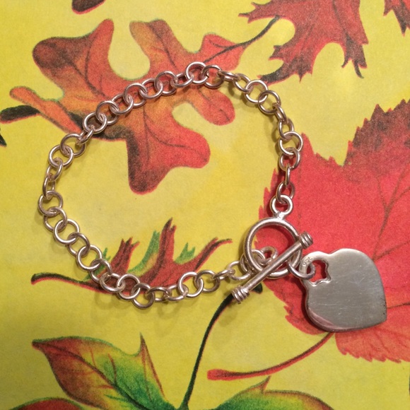 Silver tone Heart Charm Bracelet