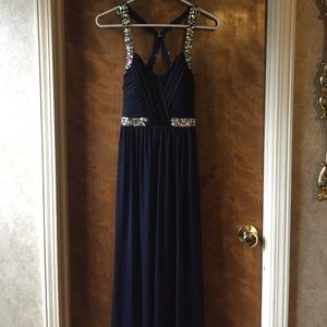 Navy, Jeweled Formal Dress