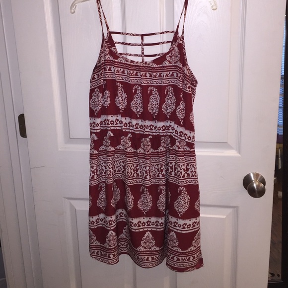 Deep red patterned dress