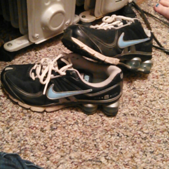 Sky blue & black nike shocks