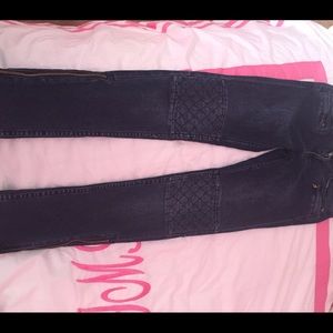 Quilted zipper ankle jeans