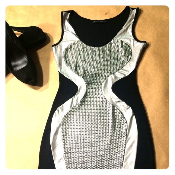 Silver Sequin pattern party dress