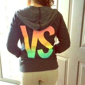 Grey Victoria Secret Zip-Up Hoodie NWOT