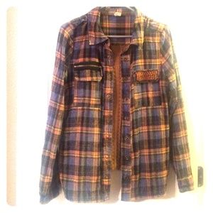 Dressy Flannel Shirt with Knit Back