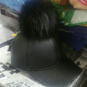 Black leather hat