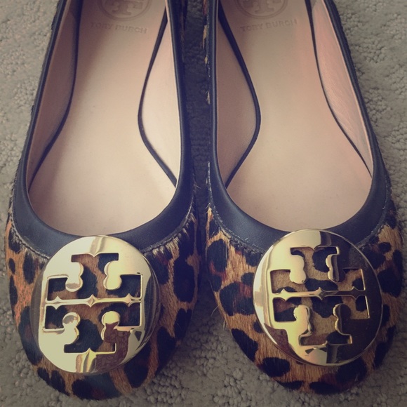 Tory butch REVA BALLET FLATS LEOPARD Gold size 7