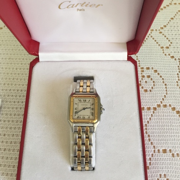 Cartier Ss/gold Jt/46 2 row panthere watch