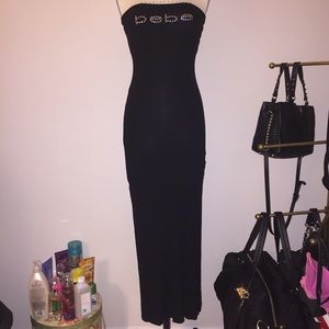 BEBE Ribbed 2 Slit Maxi Dress
