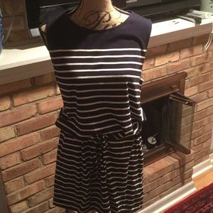 J.Crew navy and white striped drawstring dress.