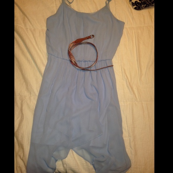 Blue Chiffon dress with belt