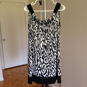Black White Print Short Dress , size: 8-10