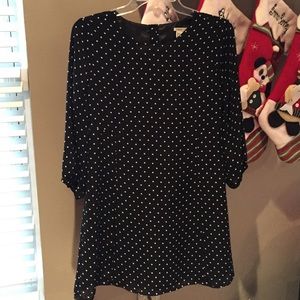 Quarter sleeve polka dot dress/ black and white