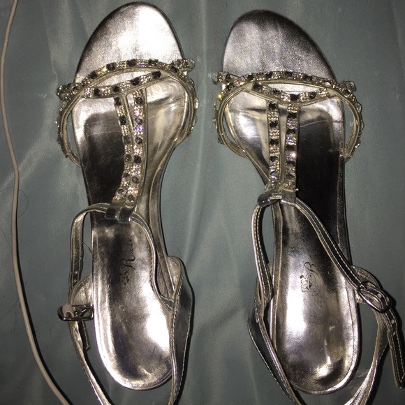 silver jeweled heels