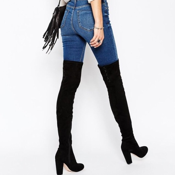 black thigh high boots size 11