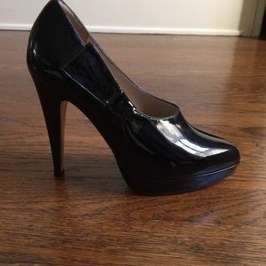 Valentino black patent leather platform pumps