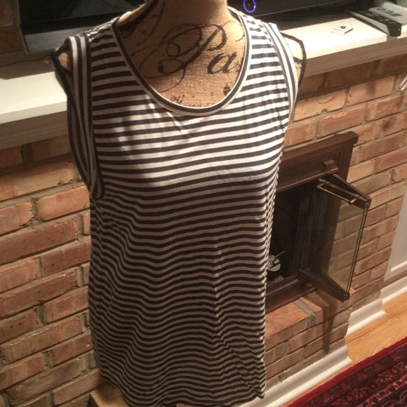 J.Crew dark grey and white stripe tank.  Size L