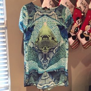 Multi colored snake print shift dress