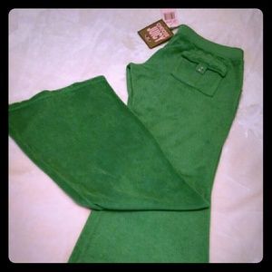 Nwt juicy couture green rear pocket terry pants