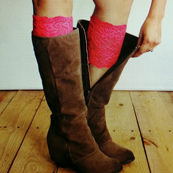 NEW Red Stretch Flower Lace Boot Cuffs!