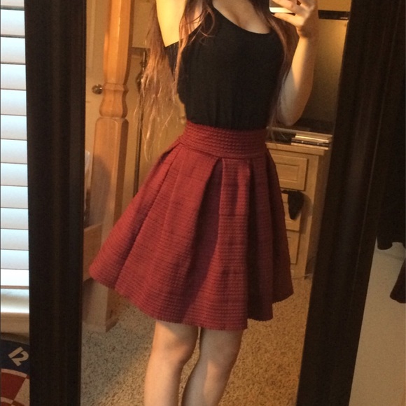 Red/Maroon Pleated Skirt