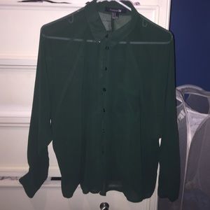 Forest green button down