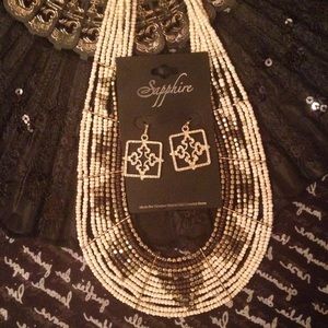 Beaded necklace and earrings set