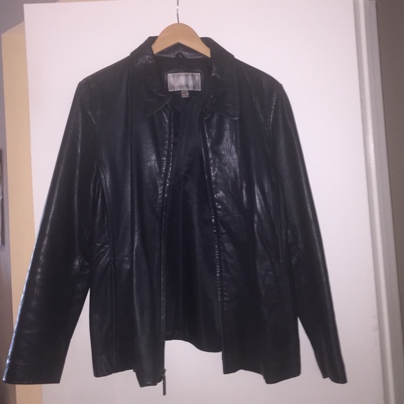 Women's Nine West Black Leather Coat