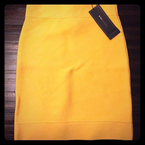 bcbgmaxazria power skirt in color yellow "bamboo"