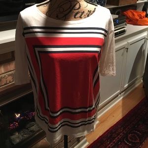 J.Crew short sleeve tee w orange and navy detail M