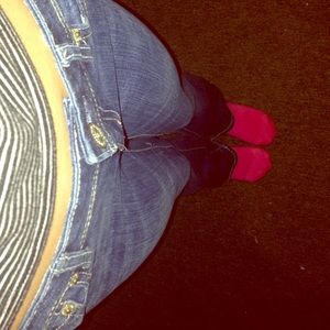 Blue, boot cut jeans:)