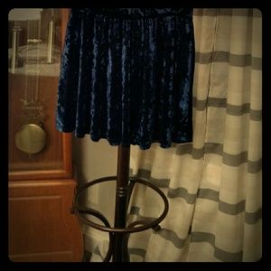 F21 navy velvet skater skirt
