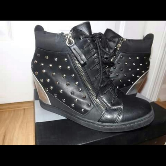 N.Y.L.A Dupree Studded Wedge Sneakers