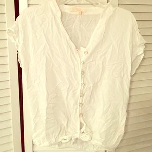 Trendy White Button Down Blouse