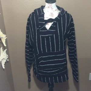 Black and purple Mexican poncho