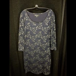 Navy and Gold Lace Dress