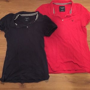 American Eagle Polo Bundle! Navy/Red/Pink Striped