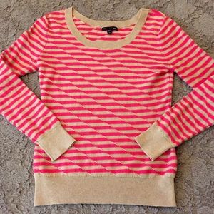 GAP Pink & Tan Stripe Sweater