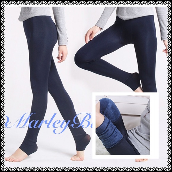 Grey Plush Lined Winter Leggings - Picture 3 of 4