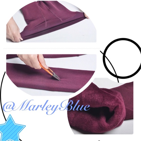 Grey Plush Lined Winter Leggings - Picture 4 of 4