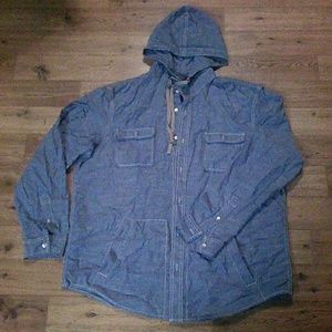 Guys Button down hooded long sleeve shirt XL