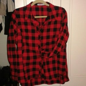 Just Fab Red And Black Plaid Shirt